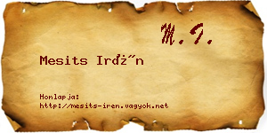 Mesits Irén névjegykártya